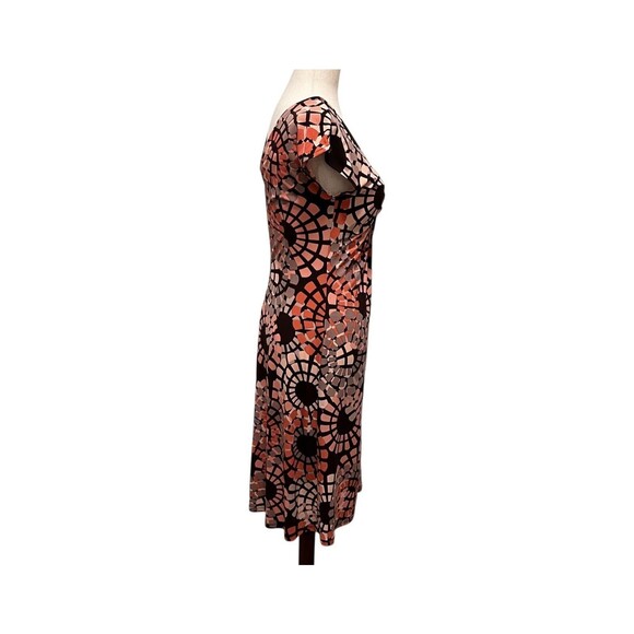 Lady Hathaway Dress Women Size 4 Pink Brown Twist Front Geometric Print Stretch - Picture 3 of 8